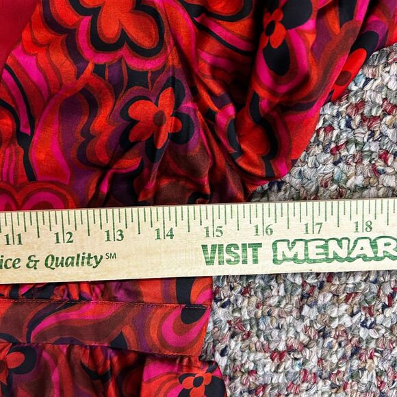 For Love & Lemons NWT Davina Pink Red Floral Plunge Tie Front LS Top Size XS - Picture 13 of 15